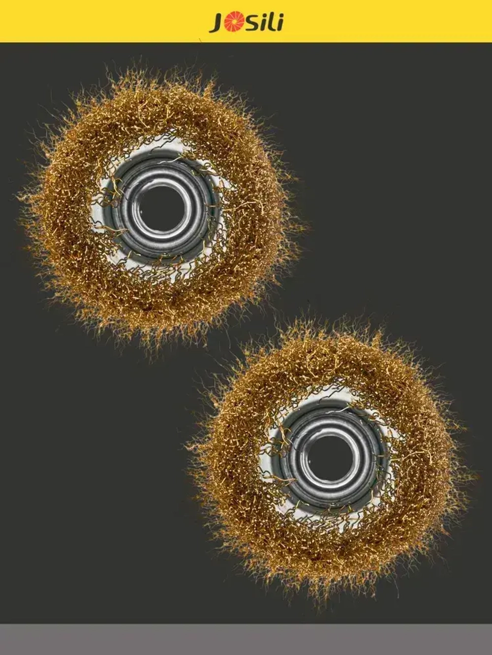 Щетка для болгарки 75 мм М14 чашка пушистая набор 2 штуки латунированная