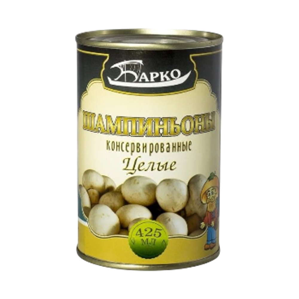 шампиньоны БАРКО целые 425мл ж/б (1х24)