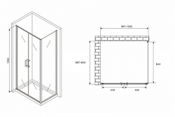 Душевой уголок Abber Sonnenstrand 100x90 AG04100C-S90 профиль Хром стекло прозрачное