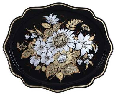 Жостовский поднос декоративный, размер 38х30 см (A15), металлический
