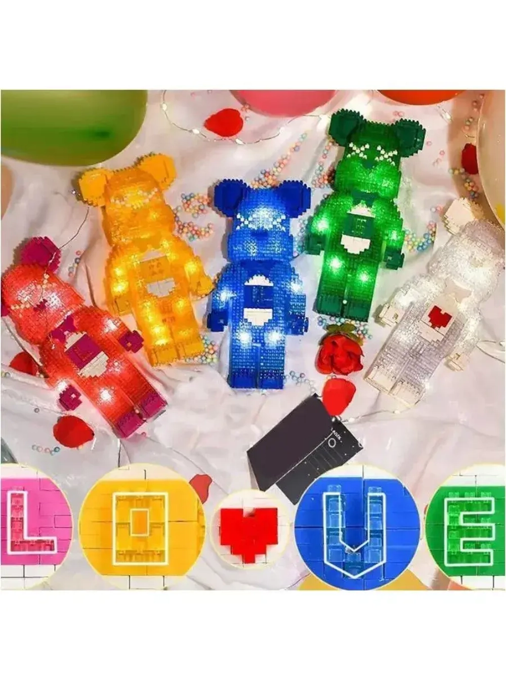 Конструктор Зеленый мишка из миниблоков 1469 деталей