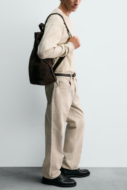 ZARA КОЖАНАЯ СУМКА-ШОПЕР, КОРИЧНЕВЫЙ