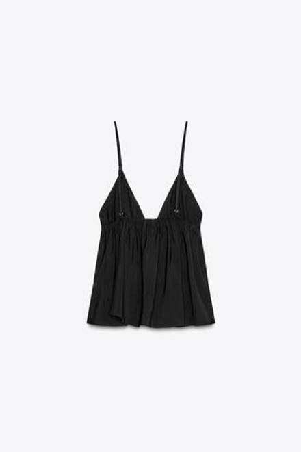 ZARA СТРУЯЩИЙСЯ ТОП НА БРЕТЕЛЯХ, ЧЕРНЫЙ