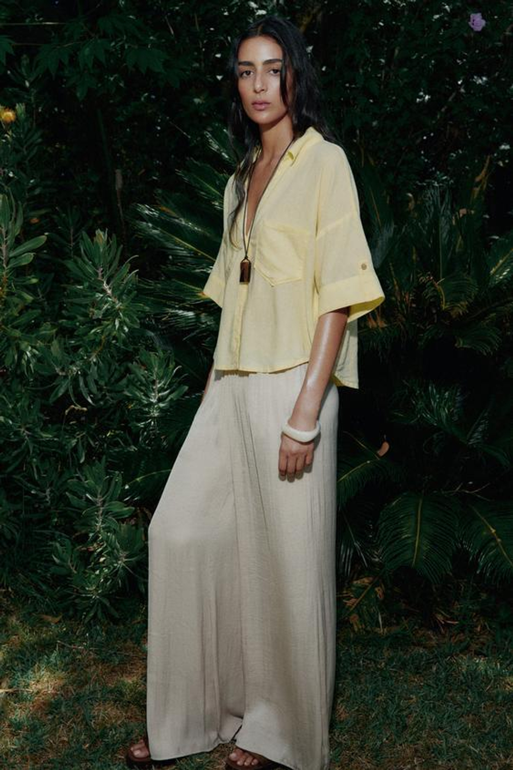 ZARA ШИРОКИЕ БРЮКИ ИЗ СТРУЯЩЕЙСЯ ТКАНИ, КАВА