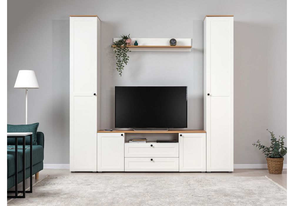 ТВ-тумба Опра 16.47 белый PE шагрень / дуб золотой craft