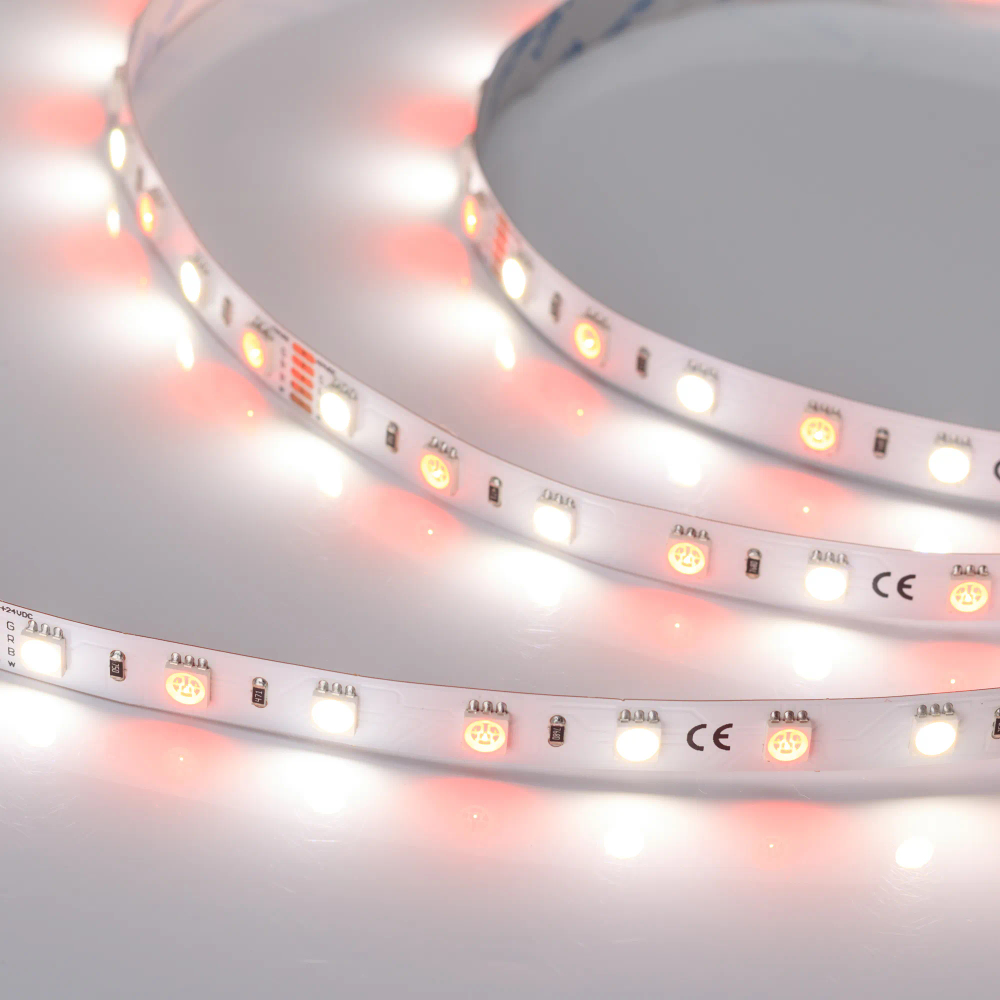 Светодиодная лента RT-B60-10mm 24V RGBW-Day (14.4 W/m, IP20, 5060, 5m) (Arlight, Открытый) 018326(2)