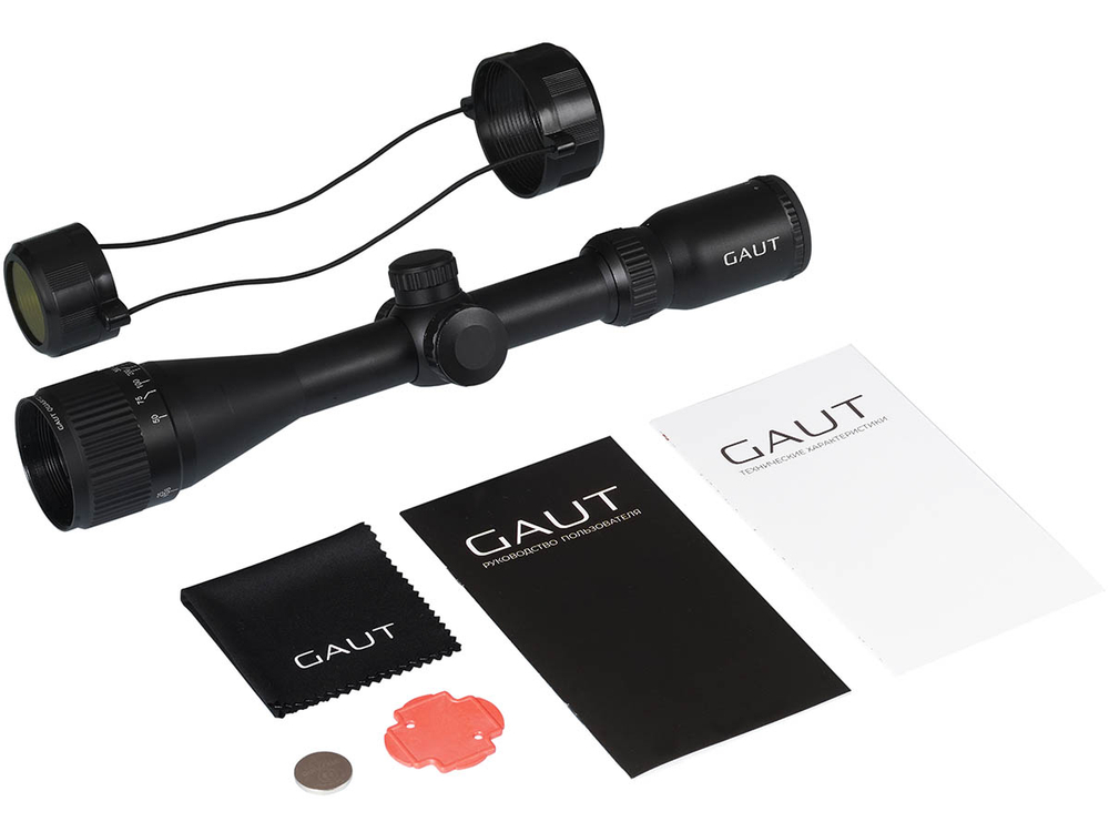 Оптический прицел Gaut Quartz 3-9x40, AO-параллакс, сетка 2 (Mil-Dot), SFP, кольца, подсветка