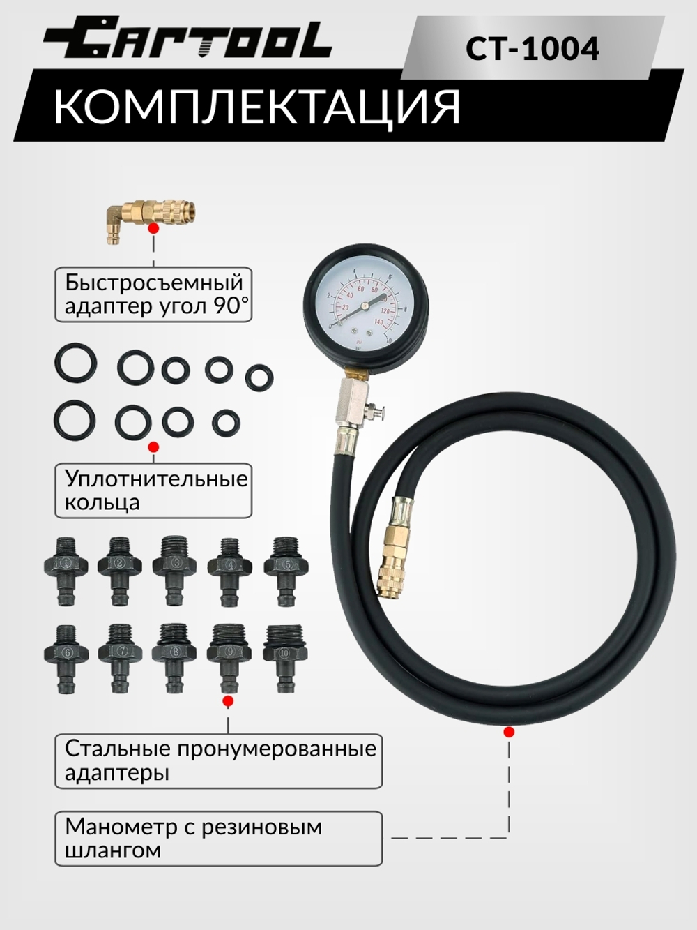 Тестер давления масла в двигателе Car-Tool CT-1004