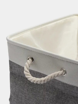 Корзина текстильная для хранения, вещей, белья, игрушек, документов, кофр 36х26х16см, серая, уценка