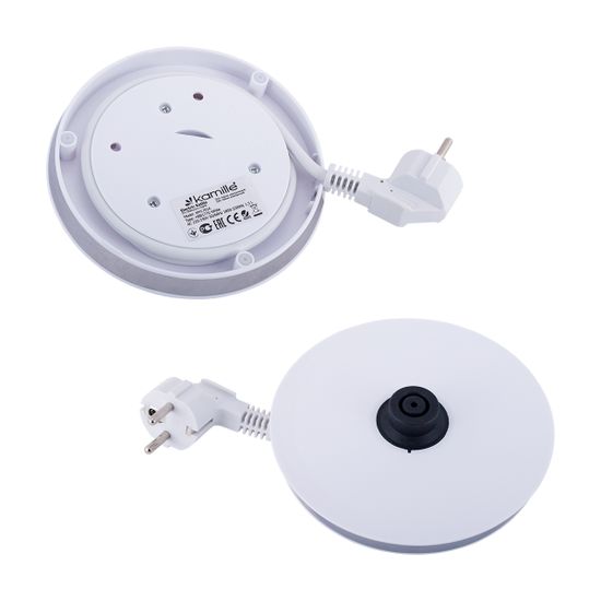 Чайник электрический 1,5 л. стеклянный Kamille KM-1701A (белый) с синей LED подсветкой