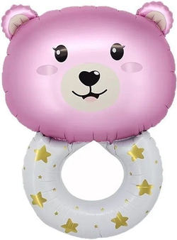 Шар (27""/69 см) Фигура, Погремушка Медвежонок, Розовый, 1 шт. Г9