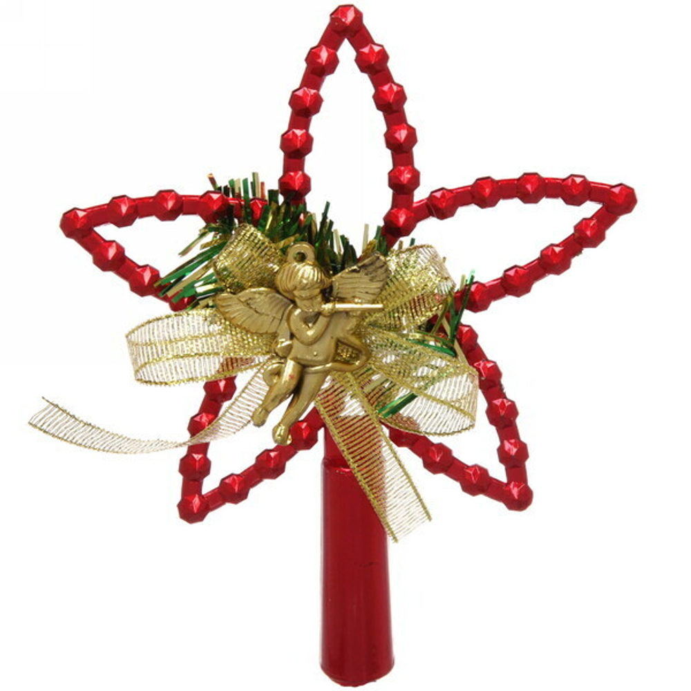 Звезда на ёлку «Ангел» с бантом 11,5*14,5 см, Красный