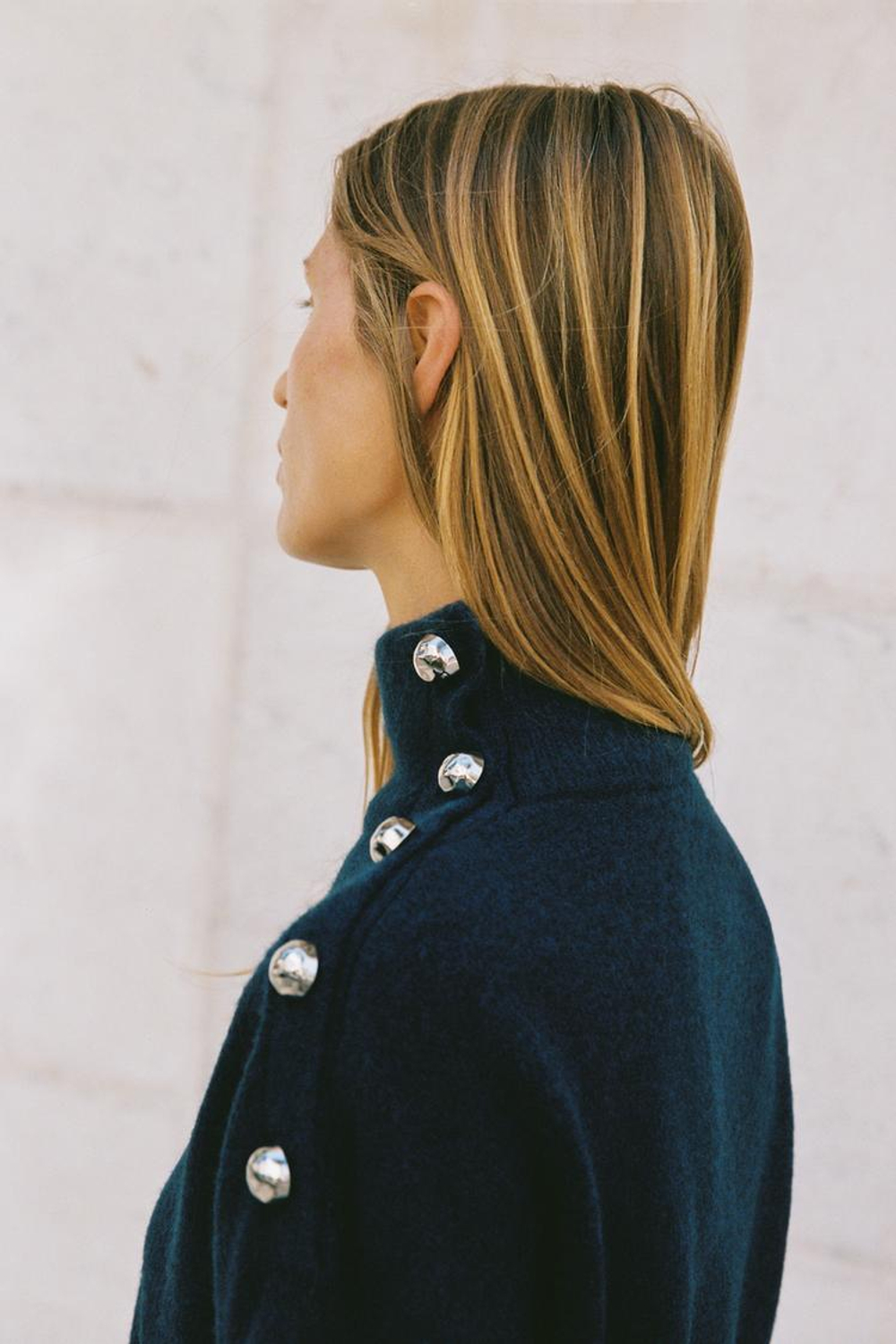 ZARA МЯГКИЙ ТРИКОТАЖНЫЙ СВИТЕР С ПУГОВИЦАМИ, СИНИЙ