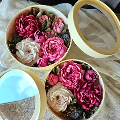 Зефир в шляпной коробке «Пионы» / 18 см