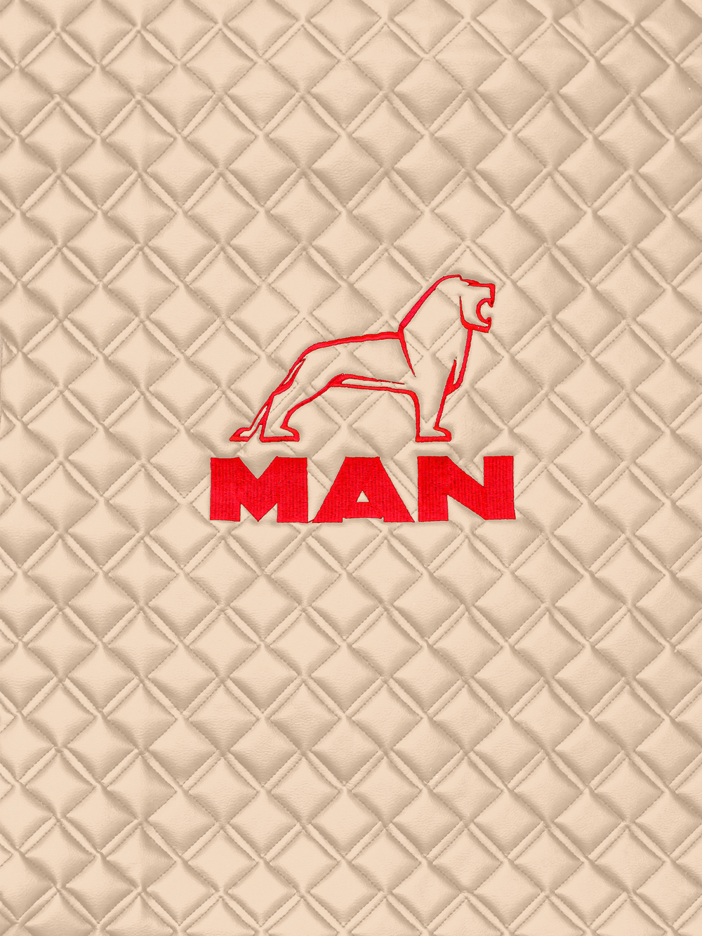 Ковры MAN TGX с 2-мя ящиками (автомат) (экокожа, бежевый, бежевый кант, красная вышивка)