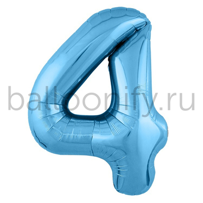 Шар ЦИФРА 4 Металлик Cool Blue 40" 102 см