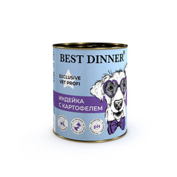 BEST DINNER Vet Profi Консервы для собак, профилактика МКБ, с индейкой и картофелем 0,34 кг