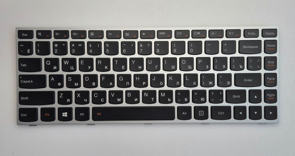 25215599 клавиатура LENOVO Flex 2-14, G40, G40-30, G40-45, G40-70, G40-75, G40-80, B40-80, Z41-70 RU серебро с подсветкой