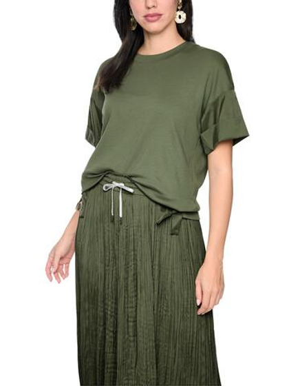 Marc Cain Футболка свободного кроя с полупрозрачными рукавами