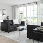 2-местный диван - IKEA VIMLE, 171х98х80 см, черный, кожа, ВИМЛЕ ИКЕА