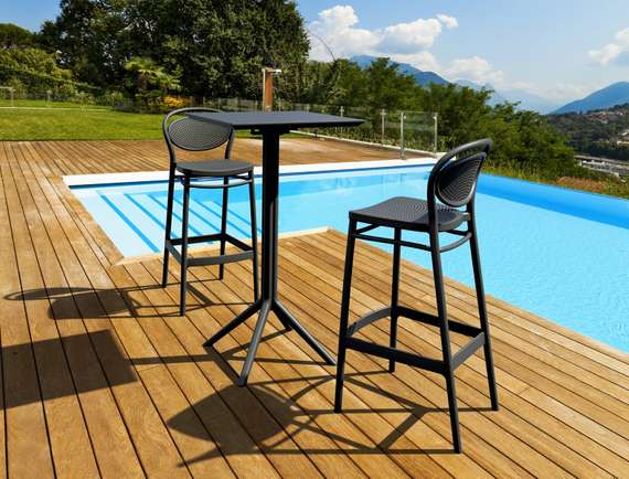 Стол пластиковый барный складной Sky Folding 60х60 черный