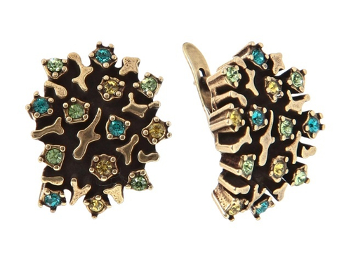 "Мускус" серьги в бронзовом покрытии из коллекции "Экзотика" от Jenavi  с английским замком