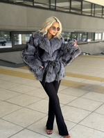 Шуба из меха чернобурки «французская елочка»