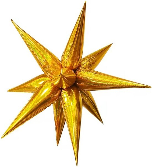 Звезда 26" составная 12 лучиков Золото, Голография Fl