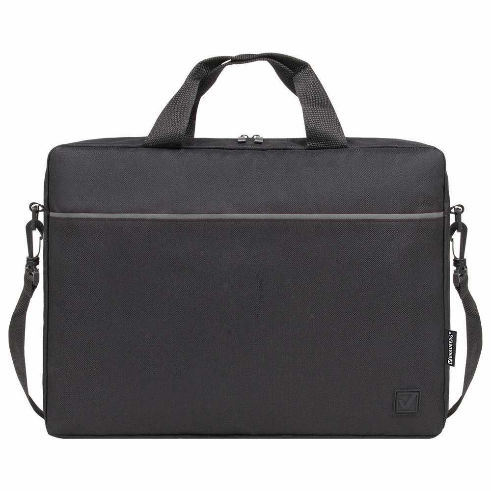 Сумка портфель BRAUBERG PRACTICAL с отделением для ноутбука 15 6" Grey line черная 29х40х7 см