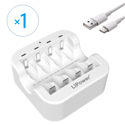 Аккумулятор LIPOWER AAA, Li-Ion, v.24/01, 1.5V, 1100 mWh, 4 шт., перезаряжаемые (Зарядное устройство в комплекте)