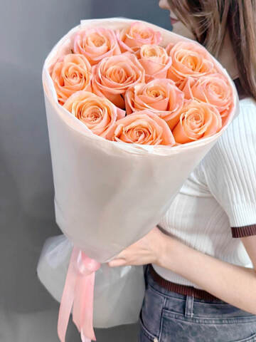 Букет с 11 персиковыми розами (Эквадор 60 см)