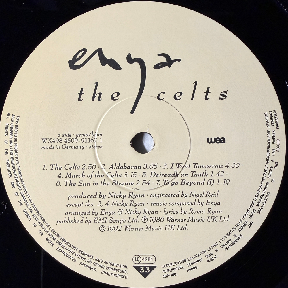 Enya ‎– The Celts (Германия 1992г.)