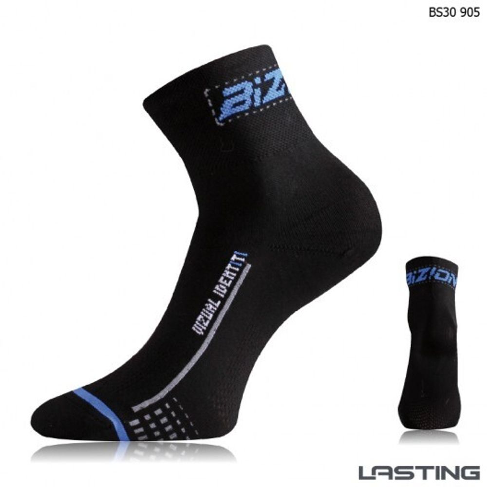 Носки Lasting BS30 905, microfiber+nylon, черный с синий полоской, размер S , BS30905S