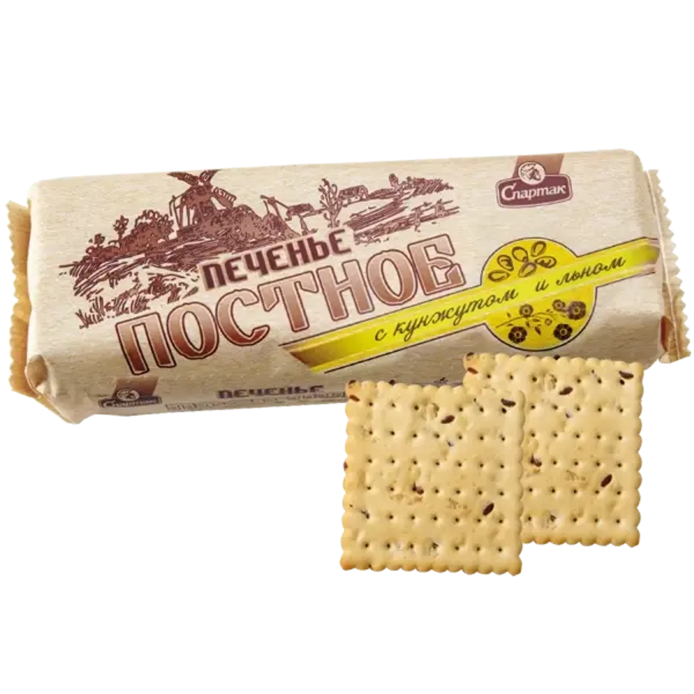 Печенье ПОСТНОЕ с кунжутом и льном. «СПАРТАК»
