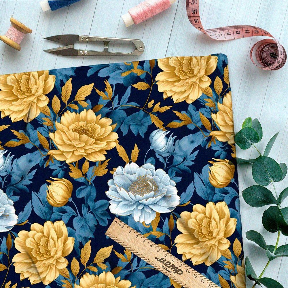 Ткань премиум Оксфорд 600D золотые розы