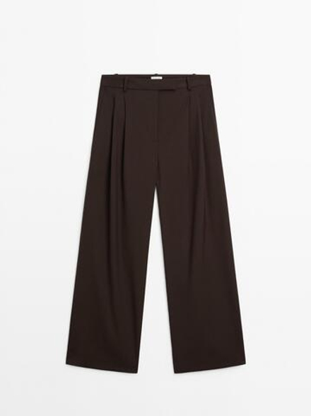 Massimo Dutti Брюки с двойными вытачками - STUDIO, коричневый