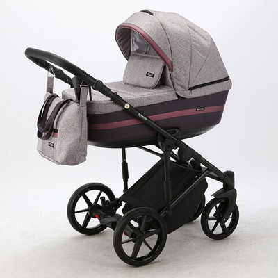 Детская коляска Adamex Rimini 2 в 1 RI40-LUX СВ.РОЗОВ+СЛИВОВАЯ КОЖА+СИРЕНЬ ПЕРЛ.ОТДЕЛКА