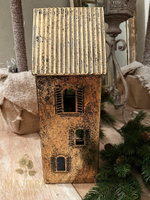 Подсвечник "Домик" большой античное золото 16x16xH42 см