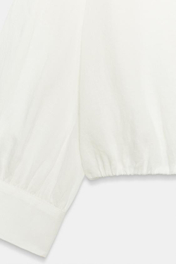 ZARA РУБАШКА ИЗ СМЕСОВОГО ЛЬНА С ПЕТЕЛЬНЫМИ ЗАСТЕЖКАМИ, БЕЛЫЙ