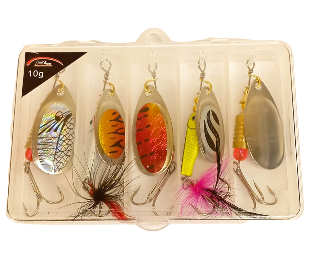 Набор блесен вращающихся JIN TAI 5 шт вес: 10 гр в кейсе