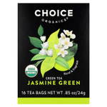 Choice Organics, зеленый чай, зеленый жасмин, 16 чайных пакетиков, 24 г (0,85 унции)