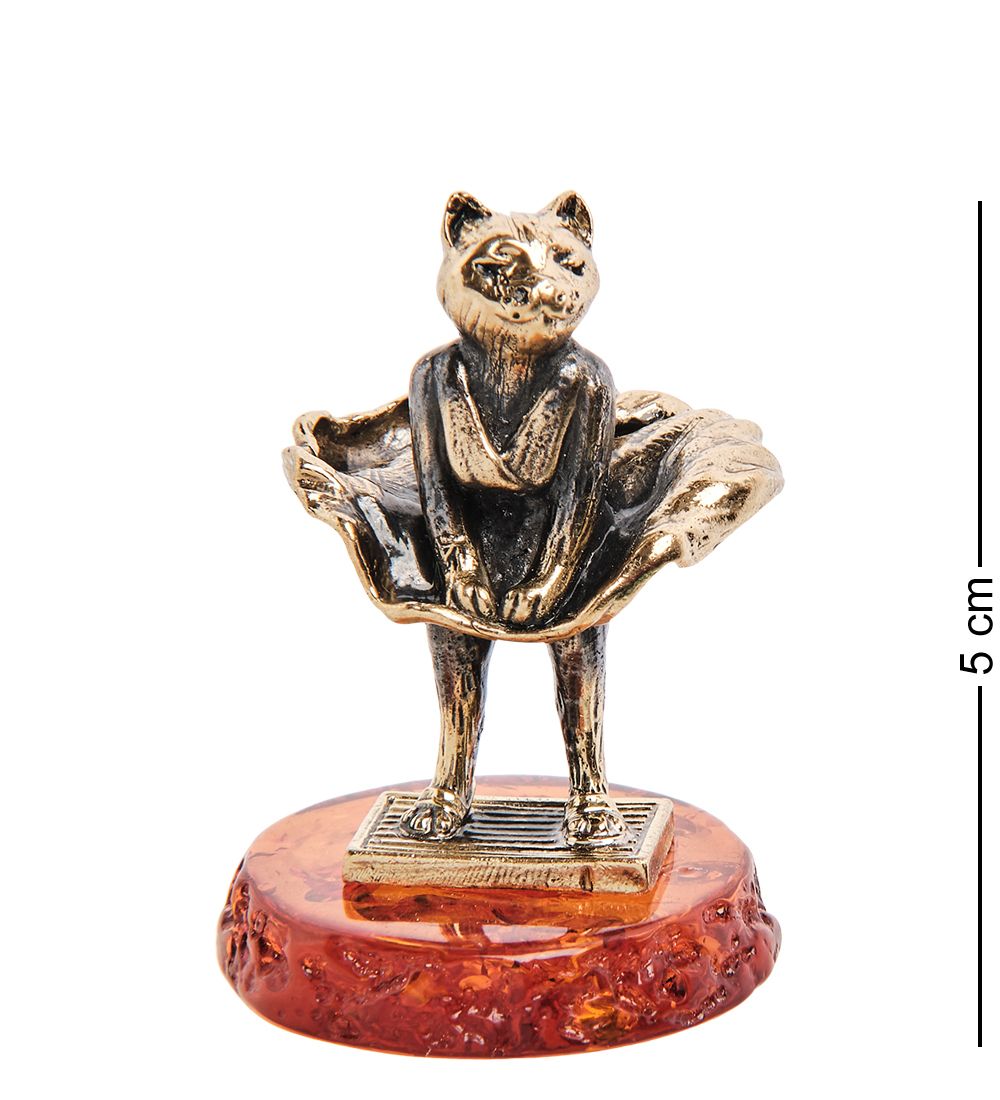 Народные промыслы AM-3105 Фигурка «Кошка Мерлин Монро» (латунь, янтарь)