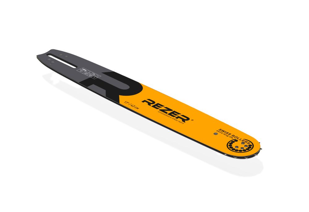 Длина шины, см: 43 (16,9”) Ширина паза, мм: 1,6 (0,063”) Шаг цепи, мм: 9,3 (3/8”)