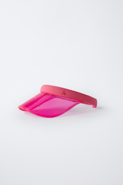 ZARA КЕПКА С ПРОЗРАЧНЫМ КОЗЫРЬКОМ, НЕОНОВО-РОЗОВЫЙ