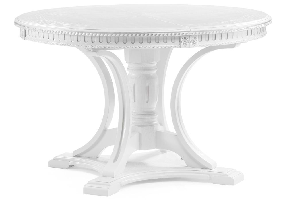 Деревянный стол Нозеан 120(160)х120х76 серебро / белый