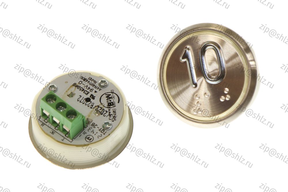 Кнопка (кнопочный модуль) BBP-R331-CMPLT-D-W &quot;10 этаж&quot;, круглая, динамическая белая подсветка, Брайль.