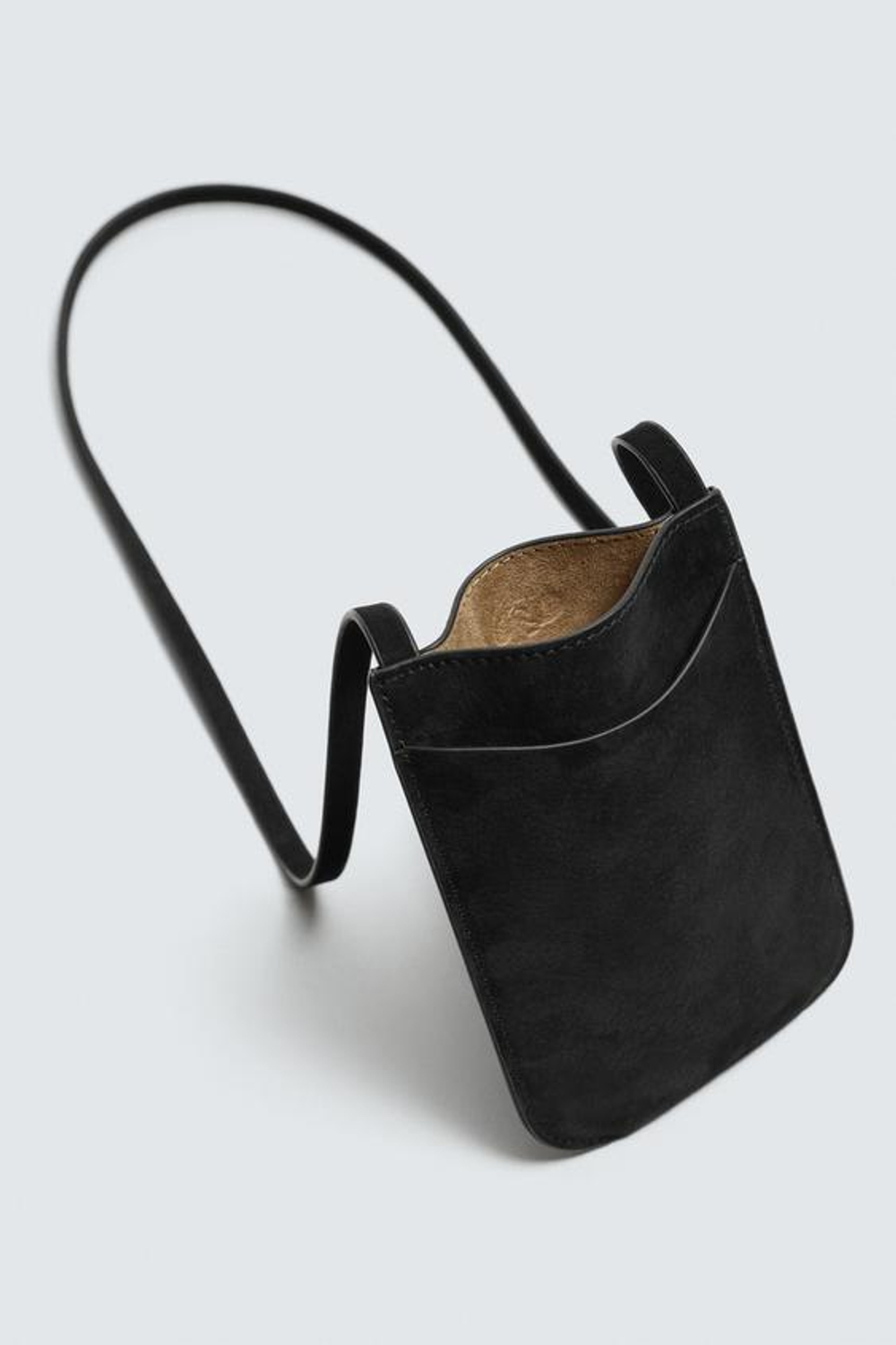 ZARA КОЖАНАЯ СУМКА С ПЛЕЧЕВЫМ РЕМНЕМ, ЧЕРНЫЙ