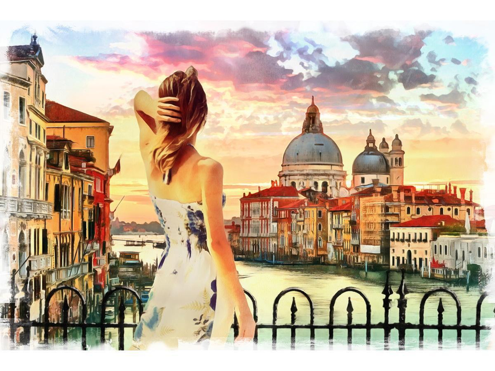 Картина по номерам 22х30см. "Взгляд на Венецию (Арт. Х-3986)