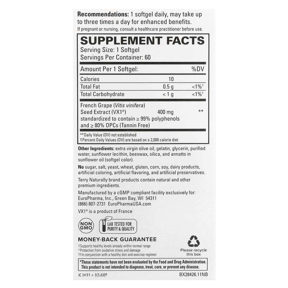 Terry Naturally, Clinical OPC®, 400 мг, 60 капсул