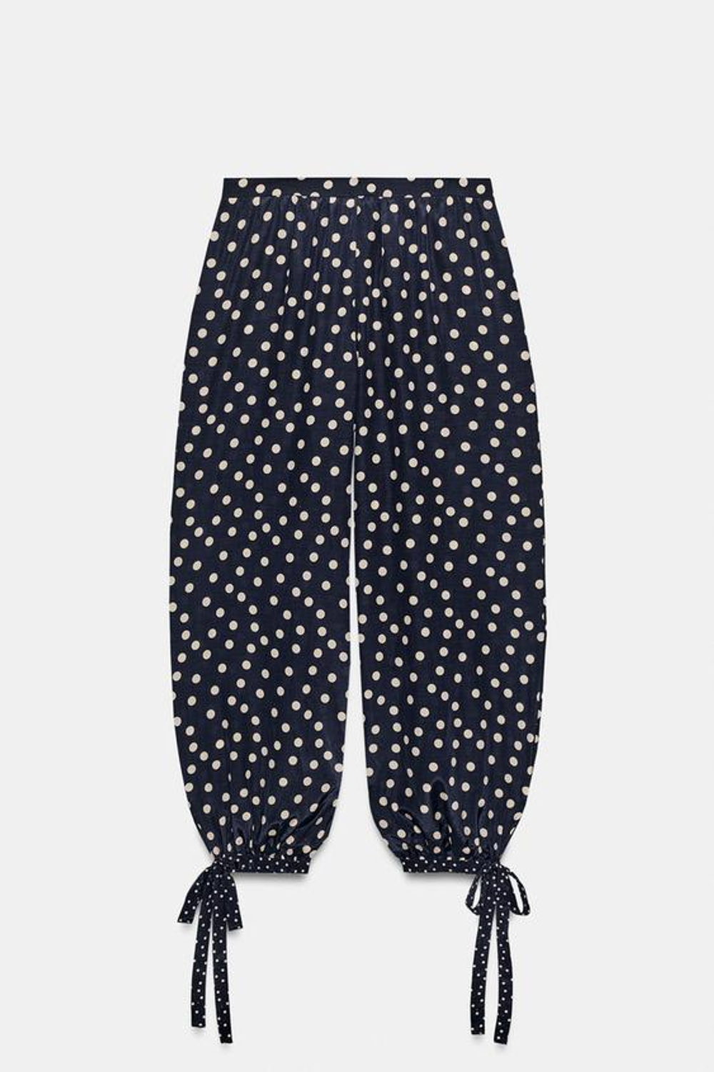 ZARA БРЮКИ-ШАРОВАРЫ В ГОРОШЕК — ZW COLLECTION, МОРСКОЙ СИНИЙ